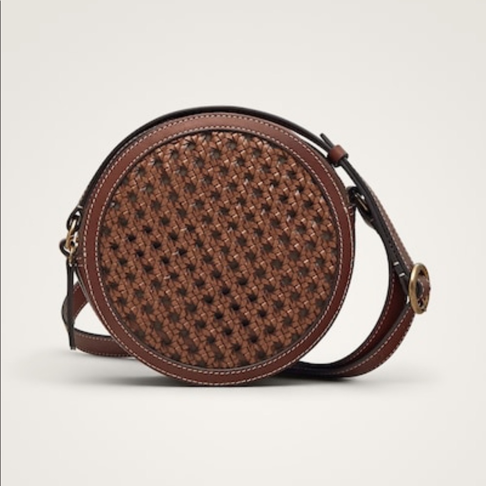 Braided Leather Round Crossbody